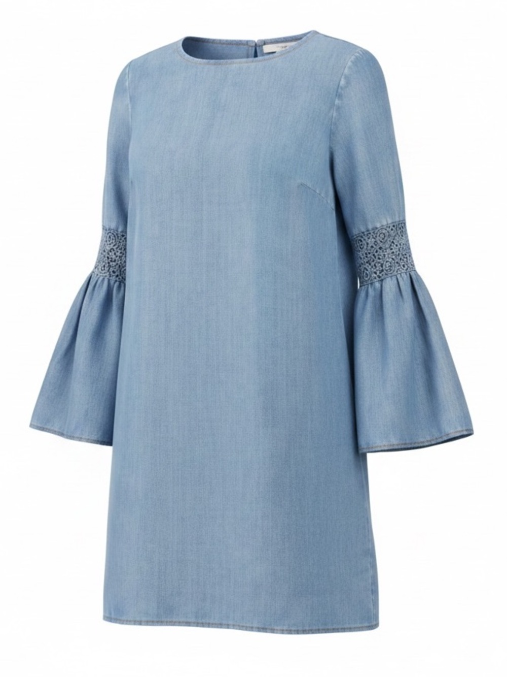 Y2K Massimo Chambray Smocked Bell Sleeve Shirt Dress Oversized Soft Lyocell SZ S